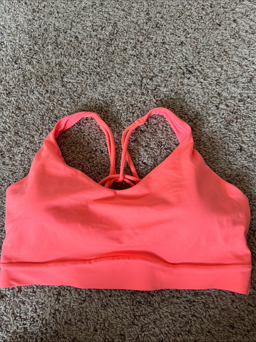 Athleta- Neon Coral Strappy Sports Bra